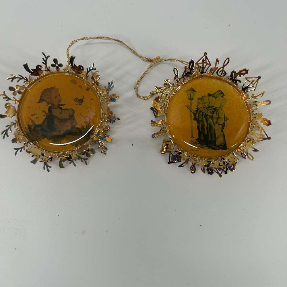 2 Hummel Gold Christmas Collection Ornaments "Quartet"&‎ "meeting in the meadow"